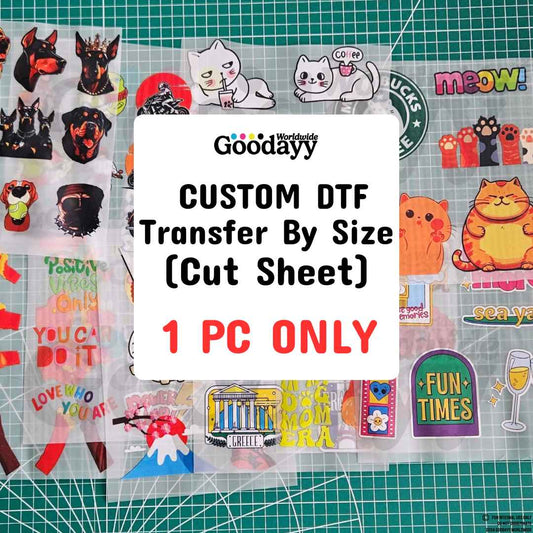 Custom DTF Transfer Sheet By Size (Cut Sheet)