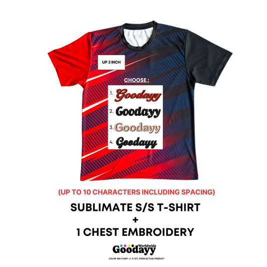 Sublimation T-shirt Short Sleeve + 1 Chest Embroidery
