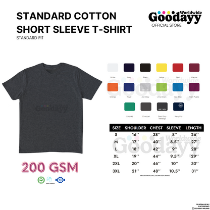 Custom 200GSM Soft Cotton Short Sleeve T-shirt  (chest + back print)
