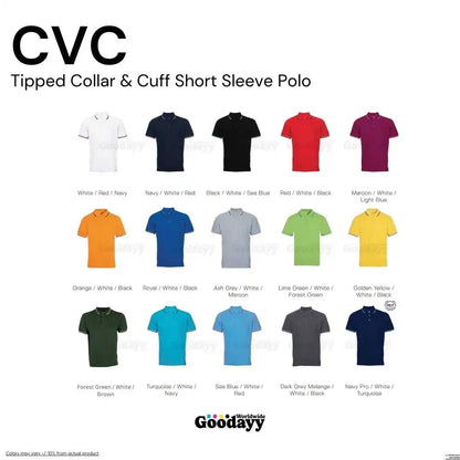 Custom CVC Tipped Collar & Cuff Short Sleeve Polo 16
