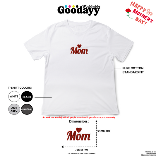 Hearts Mom Embroidery 200GSM Cotton T-shirt