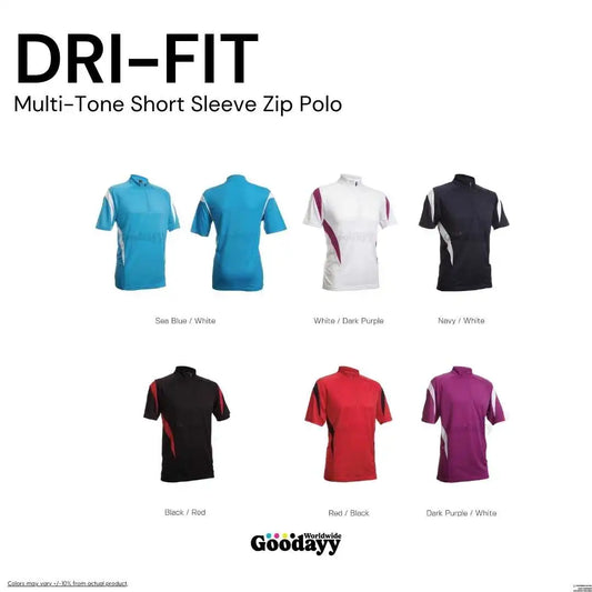 Custom Dri-fit Multi Tone Short Sleeve Zip Polo 10