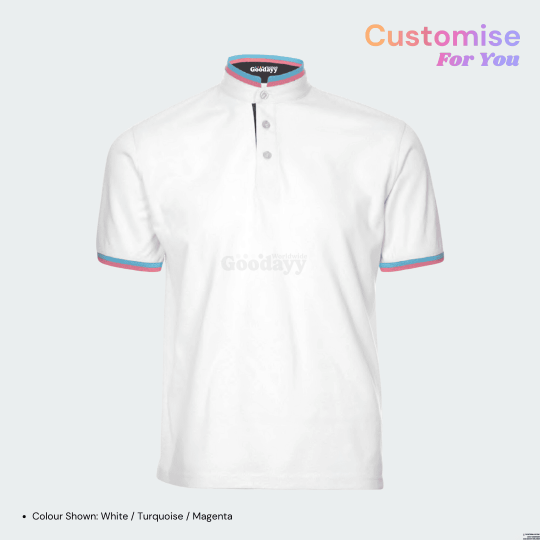 Custom CVC Mandarin Collar Short Sleeve Polo 17