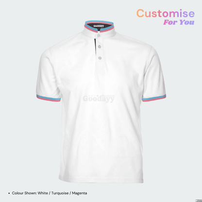 Custom CVC Mandarin Collar Short Sleeve Polo 17