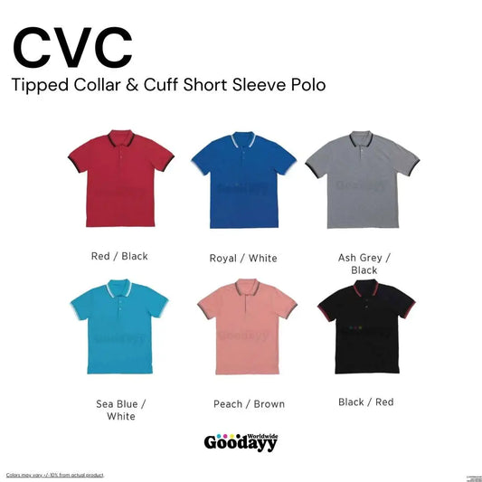 Custom CVC Tipped Collar & Cuff Short Sleeve Polo 21