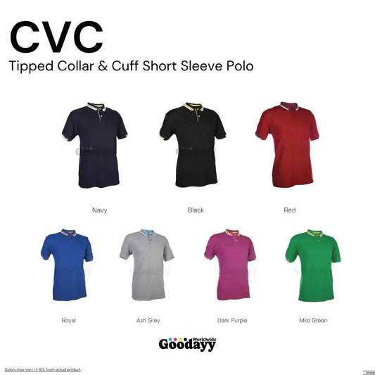Custom CVC Tipped Collar & Cuff Short Sleeve Polo 20