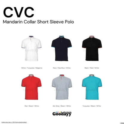 Custom CVC Mandarin Collar Short Sleeve Polo 17