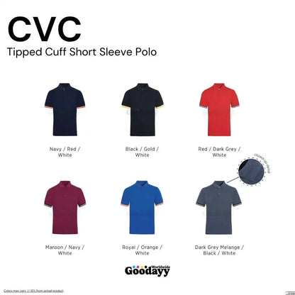 Custom CVC Tipped Cuff Short Sleeve Polo 15