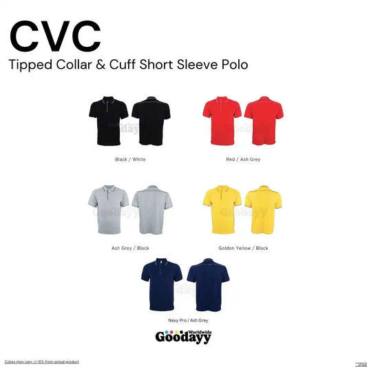 Custom CVC Tipped Collar & Cuff Short Sleeve Polo 23